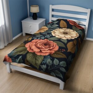 Velveteen Plush Blanket - "Plush Flowers" Design