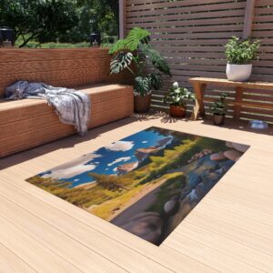 Outdoor Rug - "Passing Clouds Babbling Mountain Brook" Design