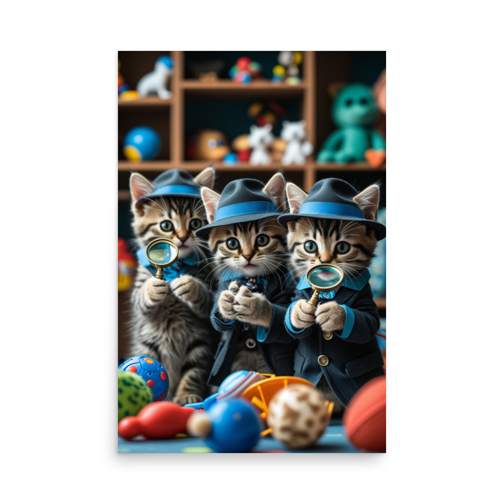 Detective Kittens Poster - Cute, Humorous