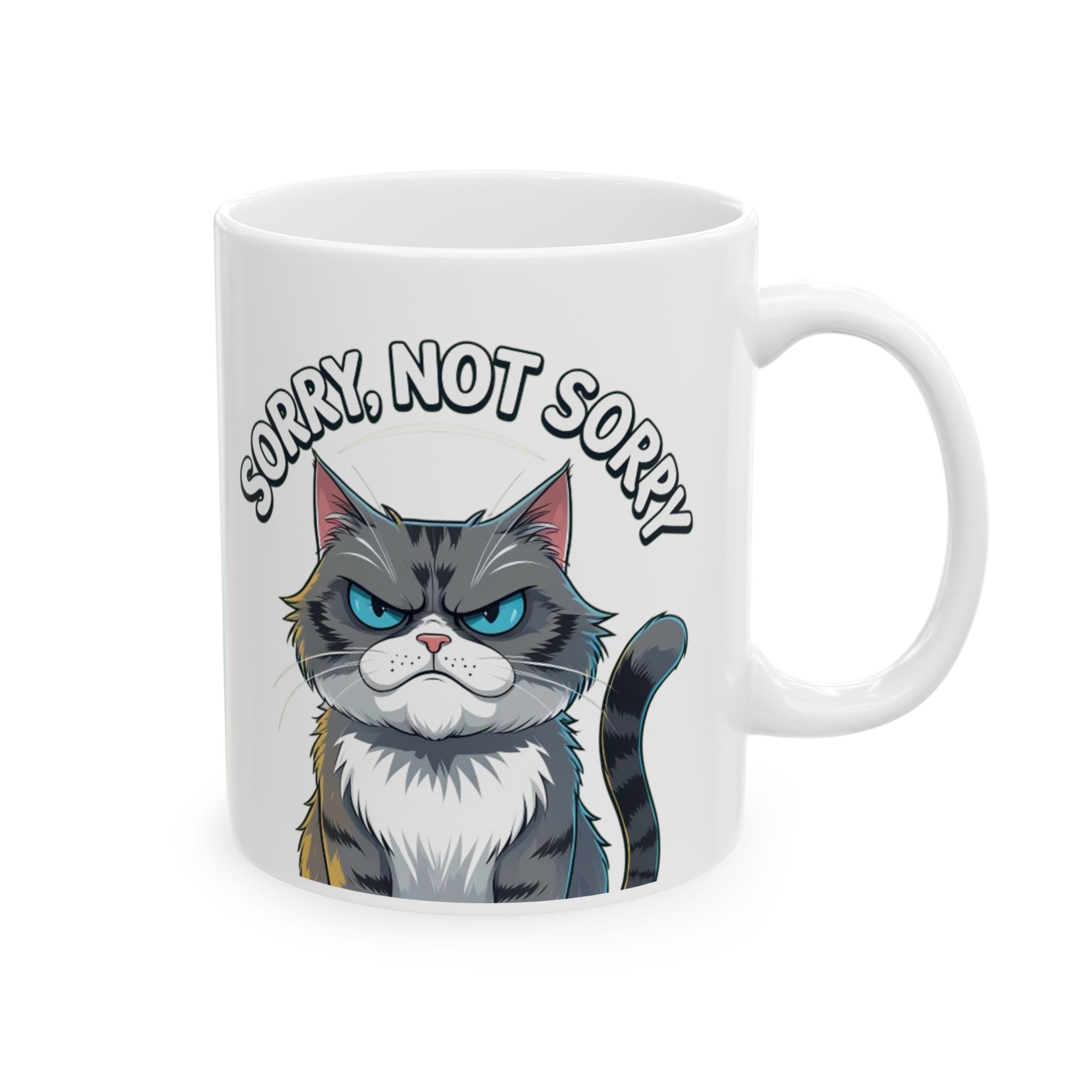 Funny Cat Sorry Ceramic Mug - Purrfect Gift for Cat Lovers, Birthday, Housewarming, Coffee, Tea, Humor
