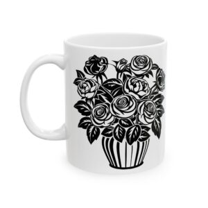 Elegant Floral Ceramic Mug, Coffee Cup, Gift for Her, Tea Mug, Kitchen Decor, Vintage Style, Floral Artwork